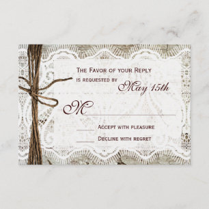 Rustikale RSVP-Karten für Landholzspitzen RSVP Karte