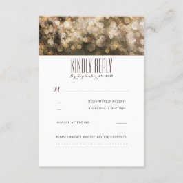 Rustikale RSVP-Karten mit Gold String Lights RSVP Karte