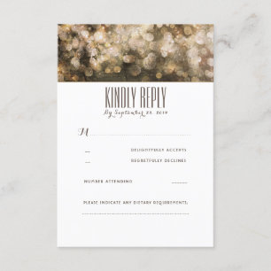 Rustikale RSVP-Karten mit Gold String Lights RSVP Karte