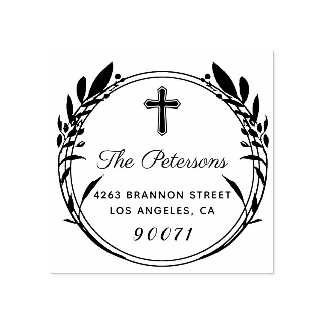 Rustikale Rücksendeadresse des Kranzes Gummistempel (Prägung)