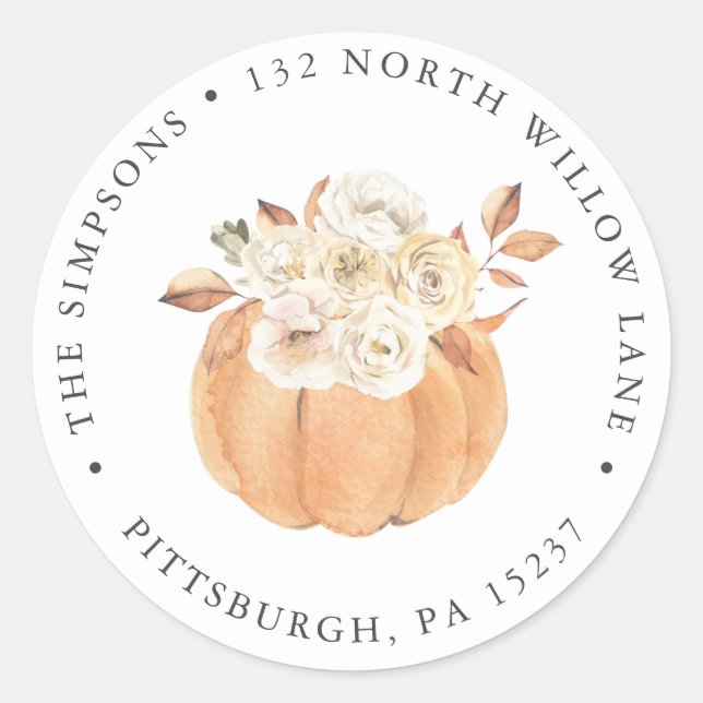 Rustikale Rücksendeadresse Herbst Klassischer Rund Runder Aufkleber (Vorderseite)