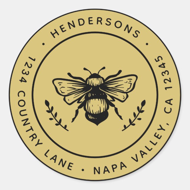 Rustikale Rücksendeadresse Runder Aufkleber (Vorderseite)