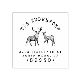 Rustikale Rücksendeadresse von Buck & Dos Familien Gummistempel