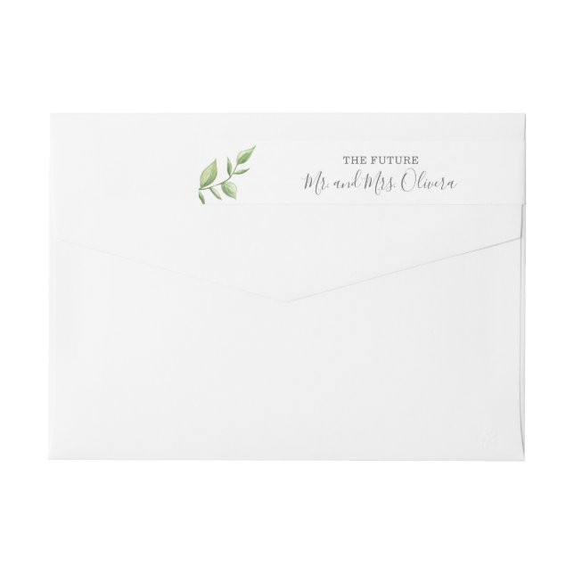 Rustikale Rücksendeadresse Watercolor Sprig Hochze (Rückseite)