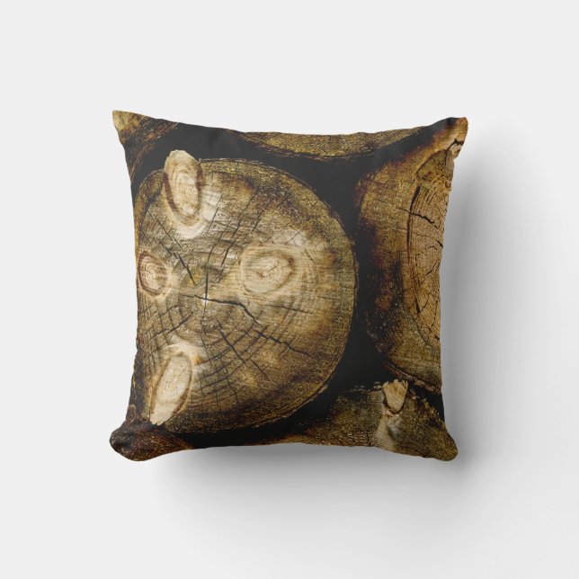 Rustikale Rundholzrolle Kissen Für Draußen (Vorderseite)