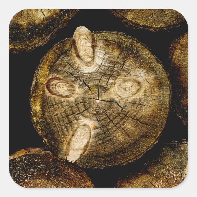 Rustikale Rundholzrolle Quadratischer Aufkleber (Vorderseite)