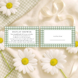 Rustikale Sage Gingham Display Babydusche Begleitkarte