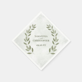 Rustikale Sage Green Blätter Diagonal Wedding Serviette