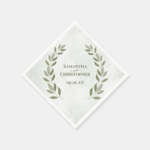 Rustikale Sage Green Blätter Diagonal Wedding Serviette