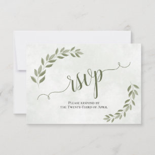 Rustikale Sage Green Blätter Einfache Hochzeit RSVP Karte