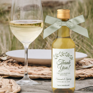 Rustikale Sage Green Blätter Hochzeit Danke Mini Weinetikett