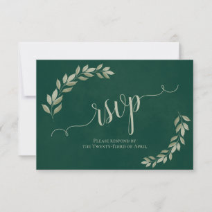 Rustikale Sage Green Blätter Simple Emerald Weddin RSVP Karte
