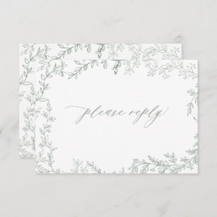 Rustikale Sage Green Leafframe Wedding RSVP Card