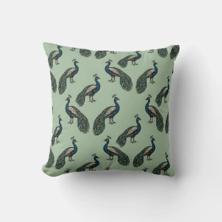 Rustikale Sage-Pfau-Wurfkissen Kissen