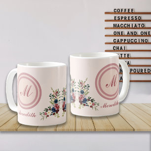 Rustikale Saison Florals Custom Monogram Kaffeetasse