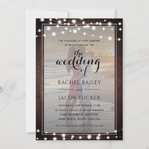 Rustikale Saitenleuchten 2-Foto Hochzeit Einladung