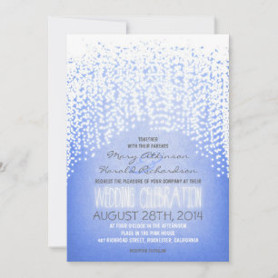 rustikale Saitenleuchten Blaue Hochzeitseinladunge Einladung
