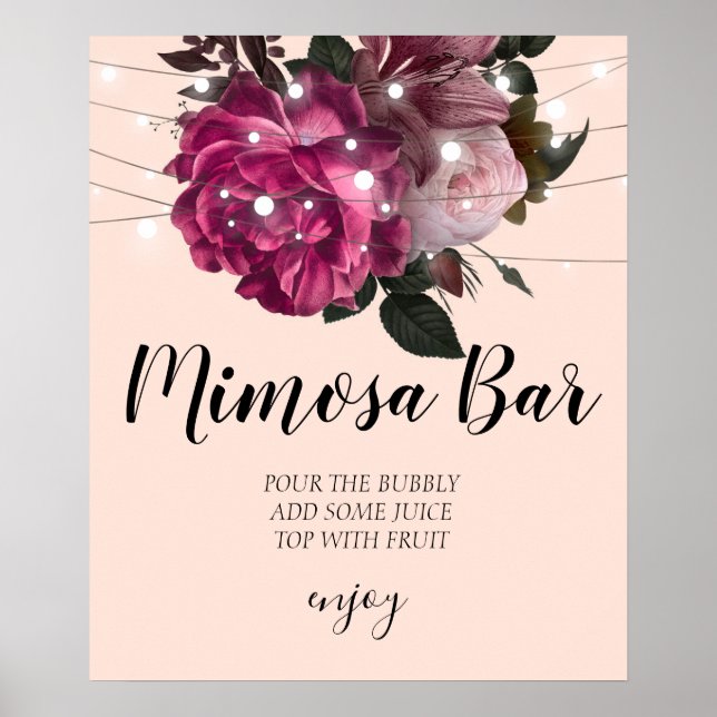 Rustikale Saitenleuchten Brautparty mimosa Bar P Poster (Vorne)