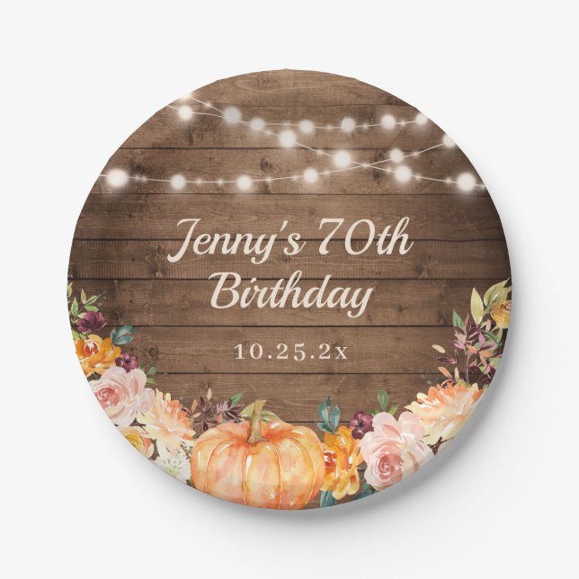 Rustikale Saitenlichter fallen pumpen zum Geburtst Pappteller (Vorderseite)