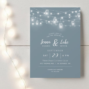 Rustikale Saitenlichter zum Hochzeitsempfang Einladung
