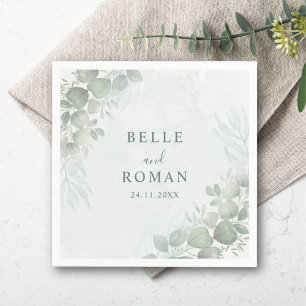 Rustikale Salbei-Grün-Eukalyptus-Grünzeug-Hochzeit Serviette