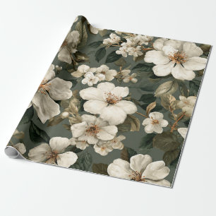 Rustikale Salbeigrüne Botanische Kräftige Vintage- Geschenkpapier