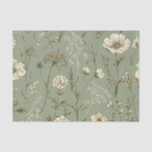 Rustikale Salbeigrüne Fette Vintage-Blumen