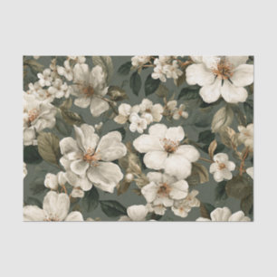 Rustikale Salbeigrüne Fette Vintage-Blumen Seidenpapier