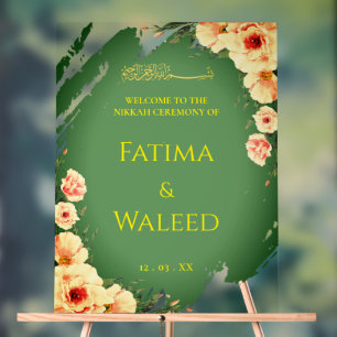 Rustikale Salbeigrüne Florale Muslimische Nikah-Wi Acrylschild