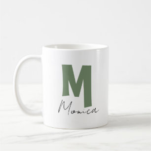 Rustikale Salbeigrüne Monogramm Buchstabe M Person Kaffeetasse