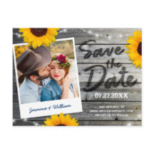 Rustikale Save the Date Einladungen | Sonnenblumen