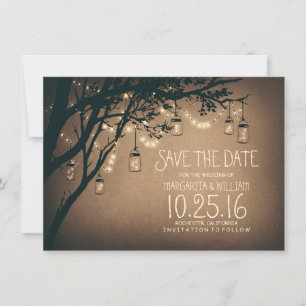 Rustikale Save the Date & Fireflies Mason Jars