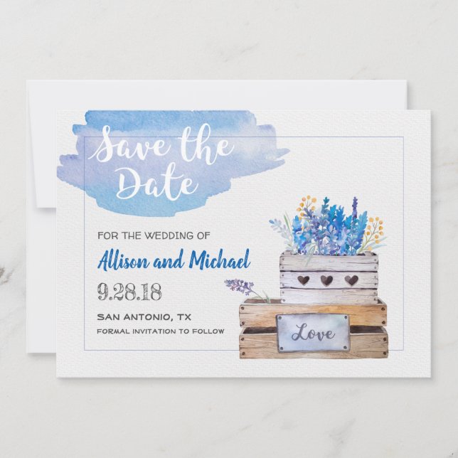 Rustikale Save the Date-Karte Date (Vorderseite)