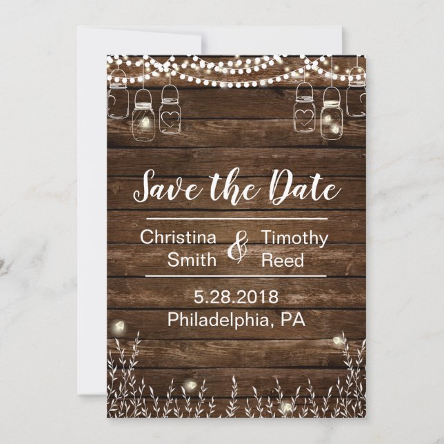 Rustikale Save the Date-Karte für Hochzeiten Date (Vorderseite)