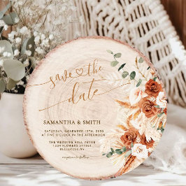 Rustikale, Save the Date runde Holzschliffkarte Einladung