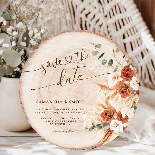 Rustikale, Save the Date runde Holzschliffkarte Einladung (Von Creator hochgeladen)