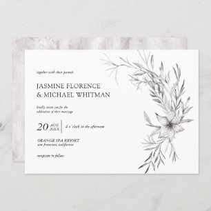 Rustikale Schablonenbotanik - elegante Hochzeitsei Einladung