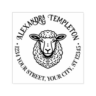 Rustikale Schafschaf Kopf Rücksendeadresse #1P Permastempel