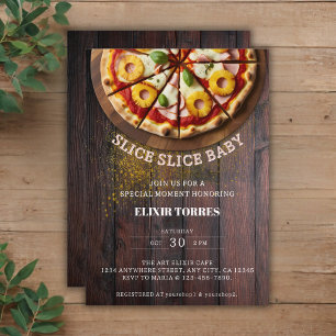 Rustikale Scheibe Pizza Baby Shower Einladung