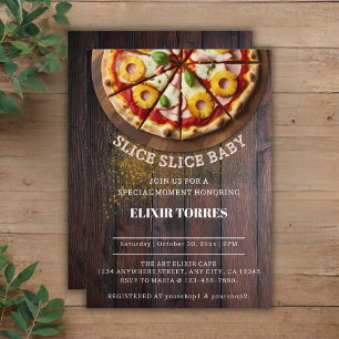 Rustikale Scheibe Scheibe Pizza Baby Shower Einladung