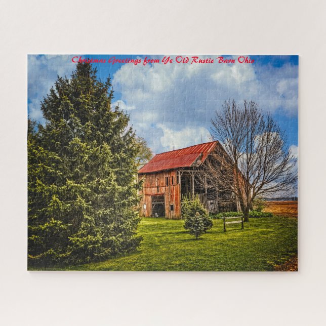 Rustikale Scheune Ohio.Weihnachtsgrüße Puzzle (Horizontal)