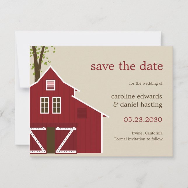 Rustikale Scheune Save-the-Date-Karte Save The Date (Vorderseite)