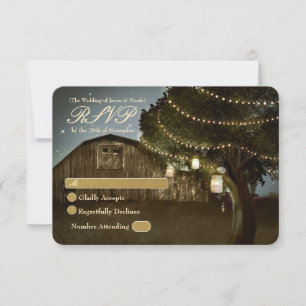 Rustikale Scheunen- & Baumlichter Hochzeit RSVP Ka Karte
