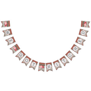 Rustikale Scheunen-Herzen got wir Hitched Hochzeit Wimpelkette