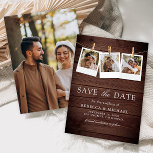 Rustikale Scheunen-Hochzeit aus Holz - Foto-Collag Save The Date