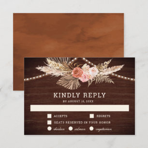 Rustikale Scheunen Holz Erdiges Florales Boho Pamp RSVP Karte