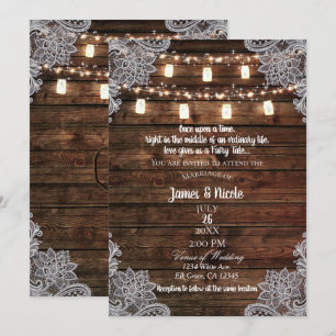 Rustikale Scheunen-Holz- & Mason-Glas-Hochzeit Einladung