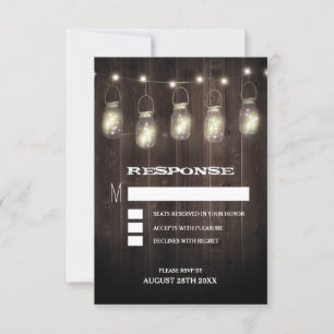 Rustikale Scheunen-Holz-Mason-Glas-Hochzeits-RSVP- RSVP Karte