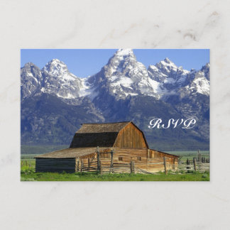 Rustikale Scheunen-Rocky-Mountain-Hochzeits-RSVP-K RSVP Karte