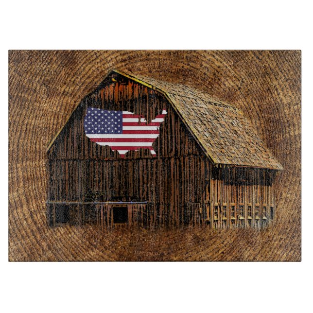 Rustikale Scheunenflagge der USA Schneidebrett (Vorderseite)